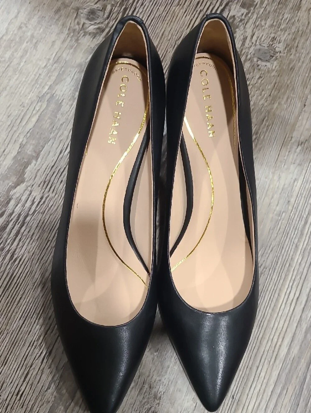 Cole Haan Black Leather Pointed-Toe Heel